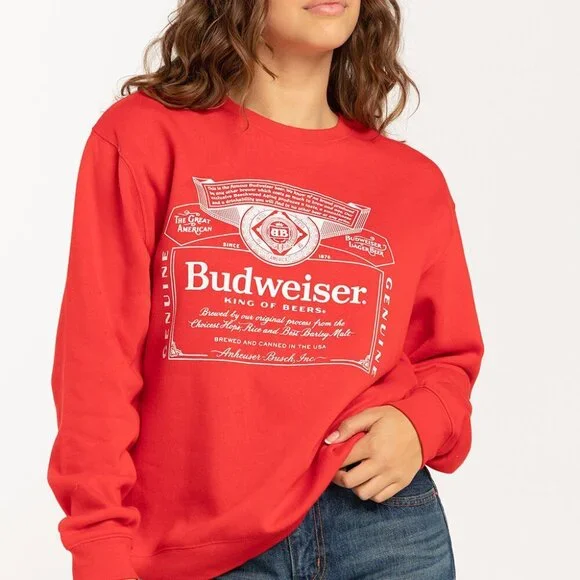 Brew City Budweiser Label Crewneck Sweatshirt NWOT Small - Picture 1 of 3